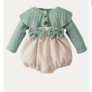 Mint Green and Cream Baby Romper